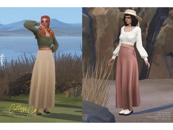 Maxis Match Cottage Core Long Skirt01 by serenity-cc - The Sims 4 Custom Content
