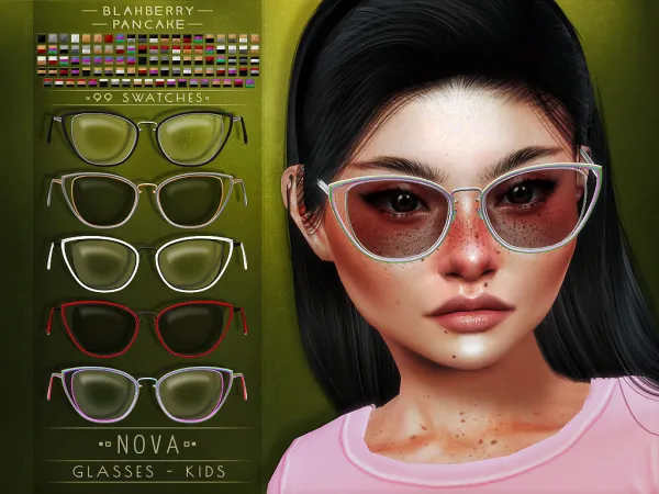 Alpha Blahberry Pancake Nova Glasses KIDS by blahberry-pancake - The Sims 4 Custom Content