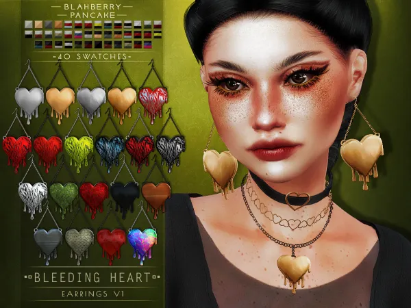 Alpha Blahberry Pancake Bleeding Heart Earrings V1 by blahberry-pancake - The Sims 4 Custom Content