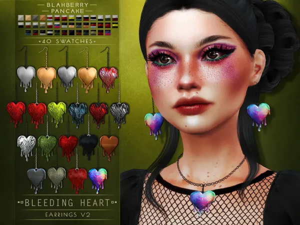 Alpha Blahberry Pancake Bleeding Heart Earrings V2 by blahberry-pancake - The Sims 4 Custom Content