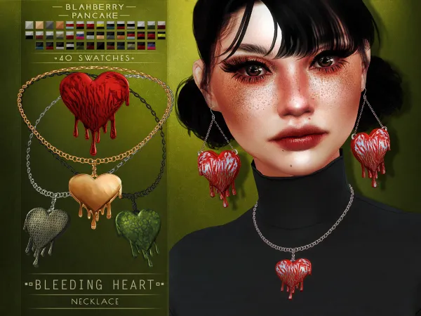 Alpha Blahberry Pancake Bleeding Heart Necklace by blahberry-pancake - The Sims 4 Custom Content