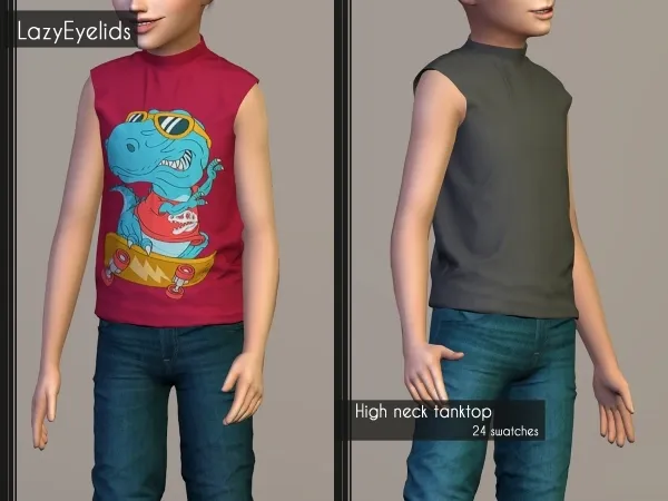 Alpha High neck tanktop by lazyeyelids - The Sims 4 Custom Content