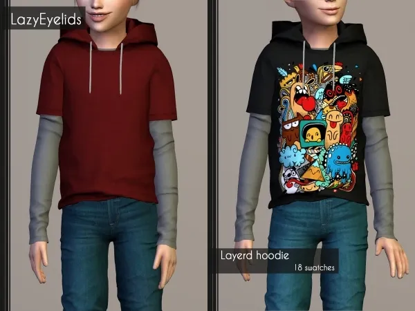 Alpha Layerd hoodie by lazyeyelids - The Sims 4 Custom Content