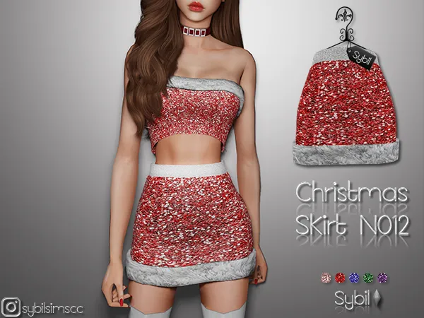 Alpha Christmas Skirt N012 - The Sims 4 Custom Content