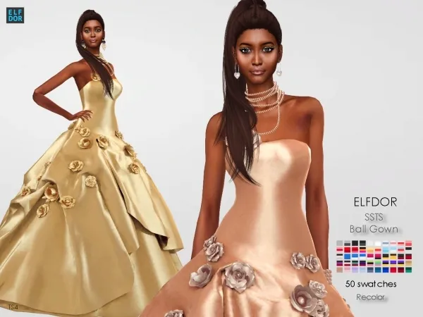 Alpha SSTS Ball Gown RE RC by elfdor - The Sims 4 Custom Content