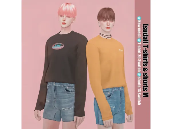 Alpha [sudal] T shirts shorts M sims by sudal - The Sims 4 Custom Content