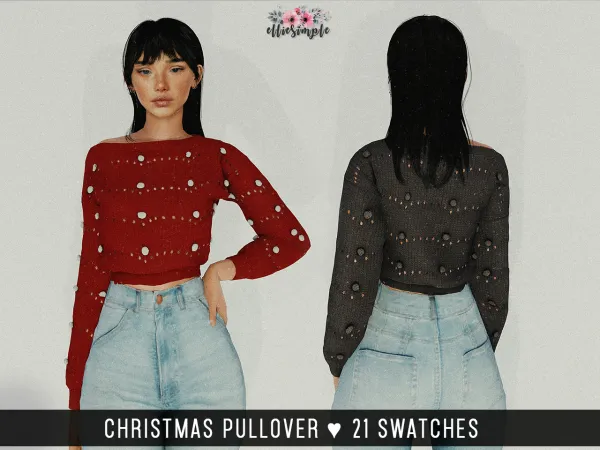 Alpha Elliesimple Christmas Pullover by elliesimple - The Sims 4 Custom Content