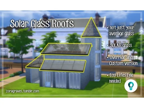 Maxis Match Solar Glass Roofs - The Sims 4 Custom Content
