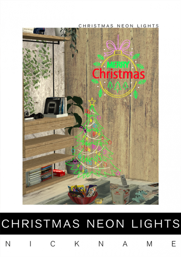 Alpha christmas neon lights by simsfinds - The Sims 4 Custom Content