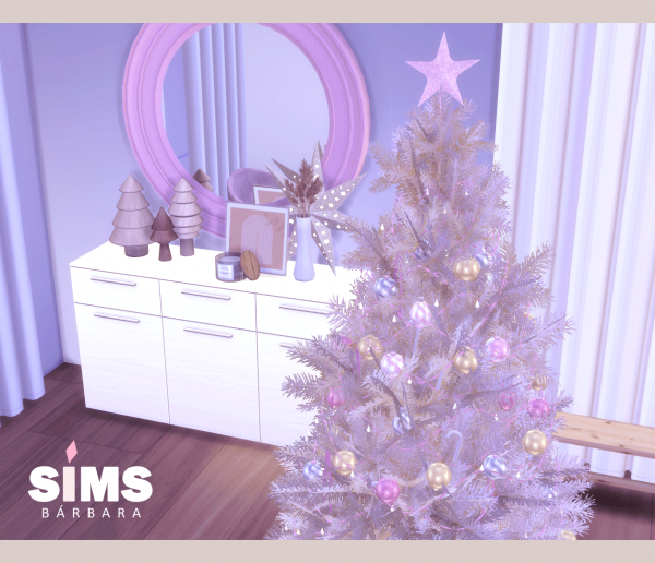 Alpha Barbara Sims Build Up Your Pastel Colorful Christmas Tree by simsfinds - The Sims 4 Custom Content