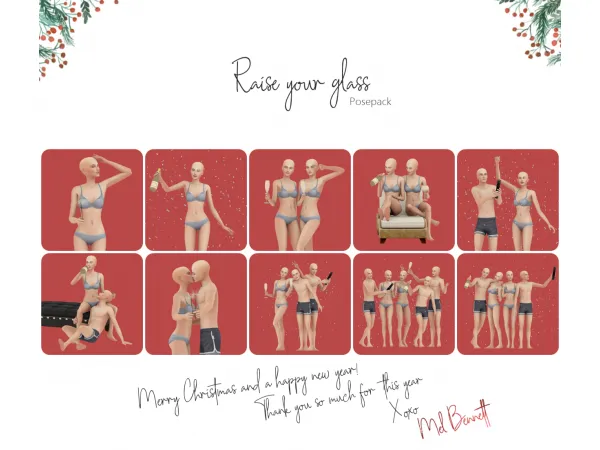 Maxis Match 2020 ADVENT CALENDAR GIFT 25 RAISE YOUR GLASS POSEPACK by simsfinds - The Sims 4 Custom Content