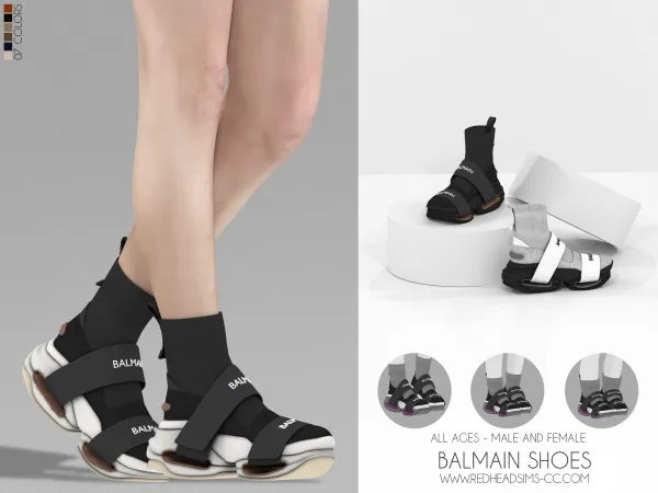 Alpha BALMAIN SHOES MALE AND FEMALE by redheadsims - The Sims 4 Custom Content