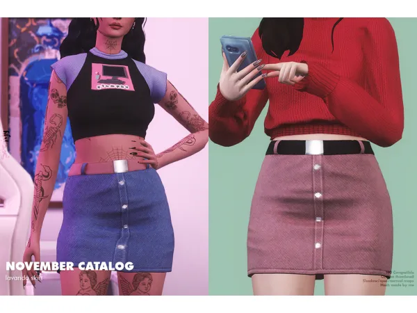 Maxis Match November Catalog Lavanda Skirt by serenity-cc - The Sims 4 Custom Content