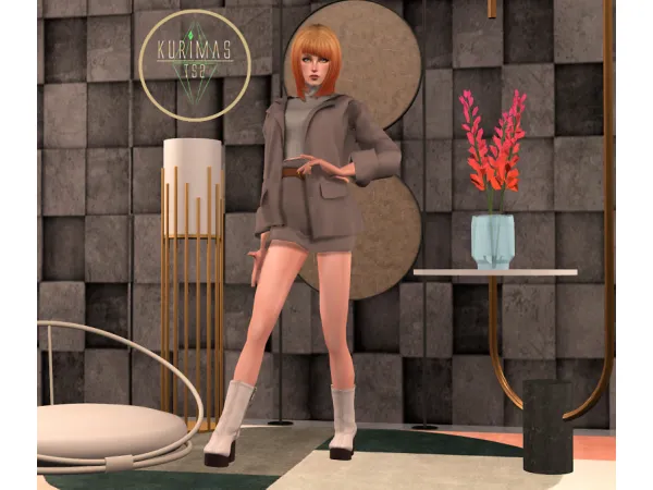 Kurimas 4t2 Heart Belted Skirtand Jacket by simsfinds - The Sims 2 Custom Content