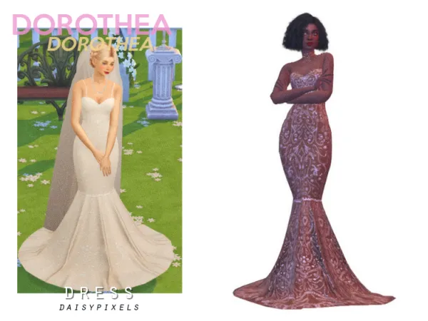 Mix Dorothea Dress ( ) by daisypixels - The Sims 4 Custom Content