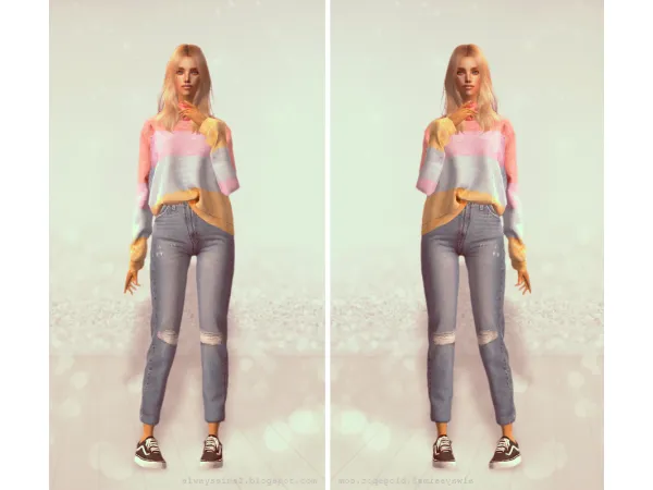 Elliesimple High Rise Mom Jeans with Darte77 Vans Ol Skool by simsfinds - The Sims 2 Custom Content