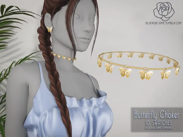 Alpha Butterfly Choker BRsims by bluerose-sims - The Sims 4 Custom Content