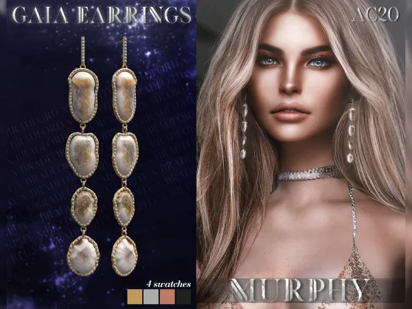Alpha Gaia Earrings by bradford - The Sims 4 Custom Content