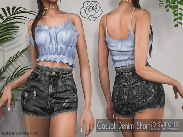 Alpha Casual Denim Short by bluerose-sims - The Sims 4 Custom Content