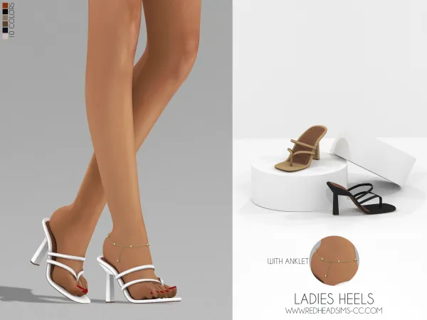 Alpha LADIES HEELS WITH ANKLET by redheadsims - The Sims 4 Custom Content