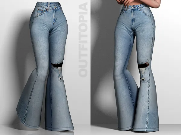 Alpha Disco Heaven Denim Pants by outfitopia - The Sims 4 custom content