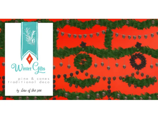 Alpha Winter Gifts pine cones traditional deco by simsfinds - The Sims 4 Custom Content