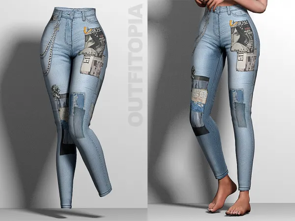 Alpha OUTFITOPIA Secrets Denim Pants by outfitopia - The Sims 4 custom content