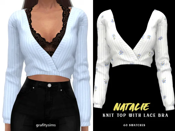 Natalie Knit Top with Lace Bra
