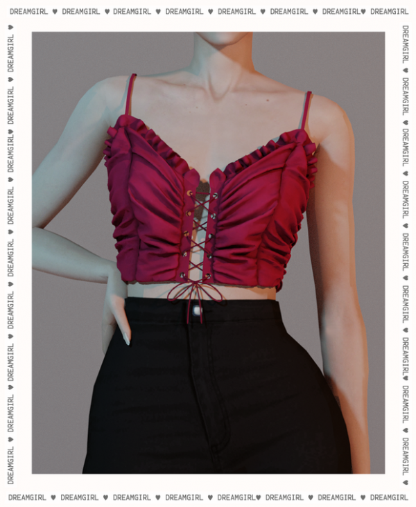 Alpha LACE UP CAMI TOP by simsfinds - The Sims 4 Custom Content