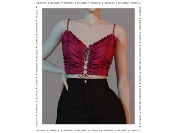 Alpha LACE UP CAMI TOP by dreamgirl - The Sims 4 Custom Content