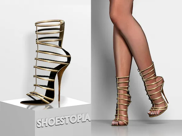 Alpha Fake Gold Sandals by shoestopia - The Sims 4 Custom Content