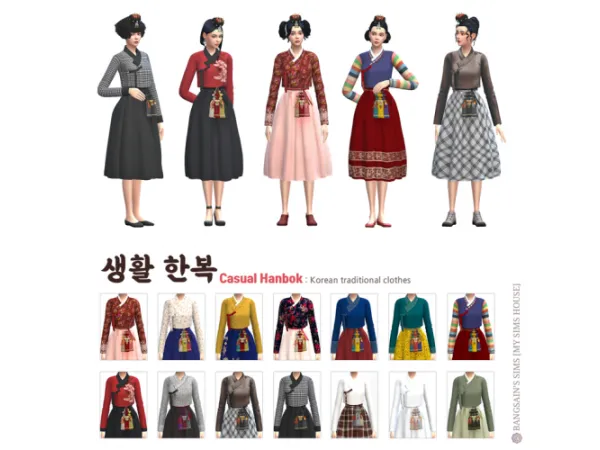 Alpha Korean Tranditional Clothes Casual Version Hanbok Accessories by simsfinds - The Sims 4 Custom Content