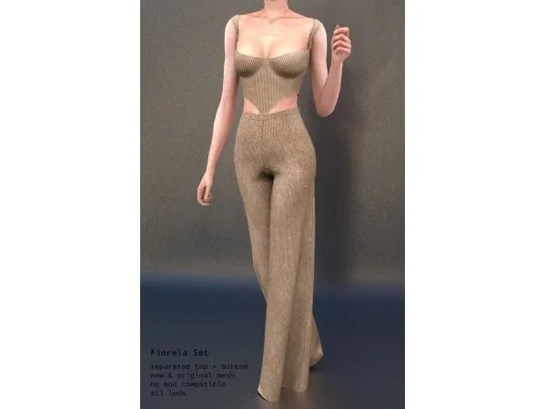 Alpha Fiorela Top Bottom by NightingaleSims - The Sims 4 Custom Content