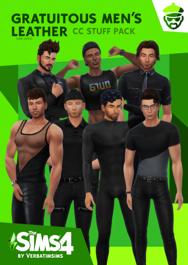 Maxis Match Gratuitous Men's Leather Stuff Pack by simsfinds - The Sims 4 Custom Content