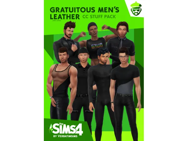 Maxis Match Gratuitous Men's Leather Stuff Pack by verbatimsims - The Sims 4 Custom Content
