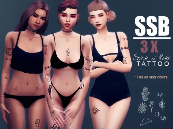 Mix SavageSimBaby Tattoos SSB 3x - The Sims 4 Custom Content