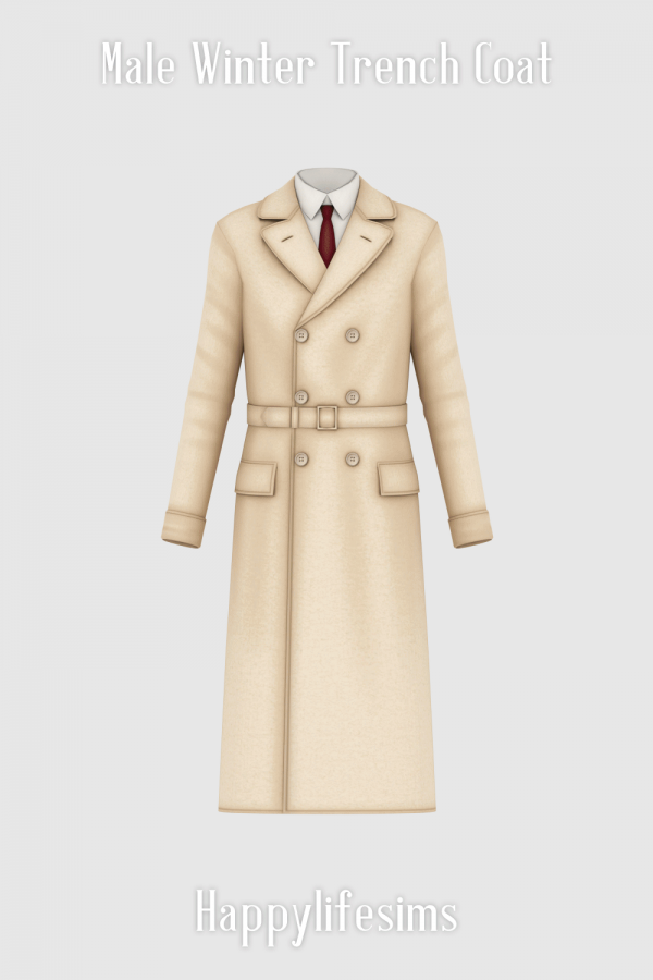 Maxis Match [Lonelyboy] Male Winter Trench Coat (Koonam) by simsfinds - The Sims 4 Custom Content