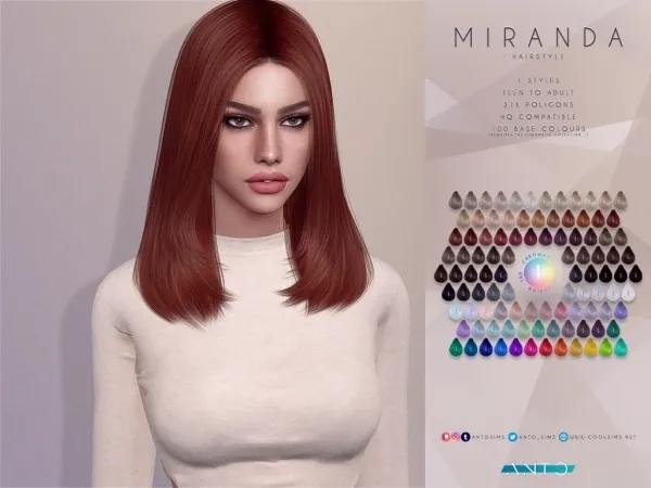 Alpha Miranda Hairstyle by antosims - The Sims 4 Custom Content