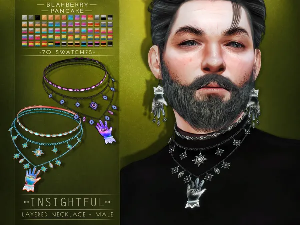 Alpha Blahberry Pancake Insightful Layered Necklace (MALE) by blahberry-pancake - The Sims 4 Custom Content