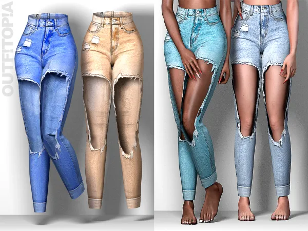 Alpha Outfitopia Monday Morning Denim Pants by outfitopia - The Sims 4 custom content