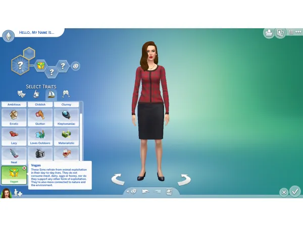 Alpha Zoles21 Vegan trait by simsfinds - The Sims 4 Custom Content