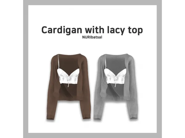 Maxis Match Cardigan with lacy top Survey gift by simsfinds - The Sims 4 Custom Content