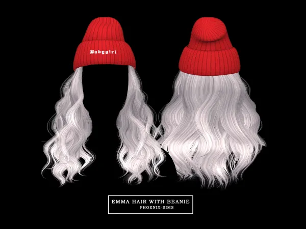Alpha Emma Hair with Beanie - The Sims 4 Custom Content