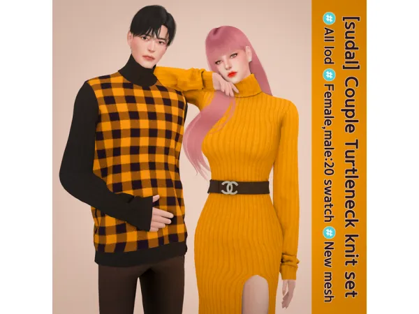 + 5 swatch [sudal] Couple Turtleneck knit set by sudal - sims