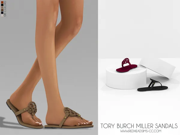 Alpha TORY BURCH MILLER SANDALS by redheadsims - The Sims 4 custom content