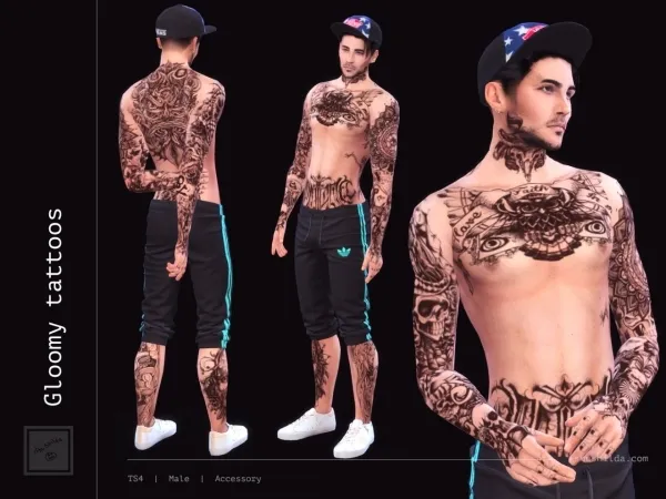 Mix Gloomy tattoos by simsfinds - The Sims 4 Custom Content