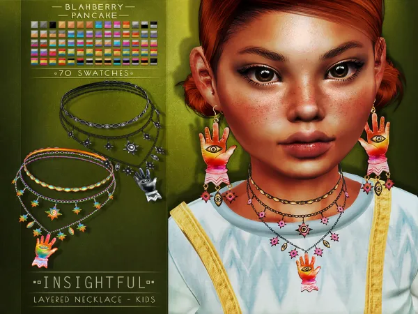 Alpha Blahberry Pancake Insightful Layered Necklace KIDS by blahberry-pancake - The Sims 4 Custom Content