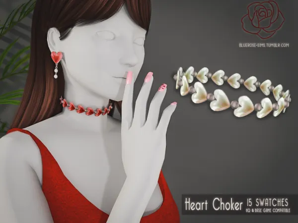 Alpha Heart Choker BRsims by bluerose-sims - The Sims 4 Custom Content