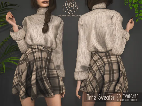 Alpha Anne Sweater BRsims by bluerose-sims - The Sims 4 Custom Content