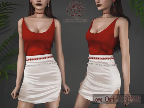 Alpha Valentine's Day Outfit BRsims by bluerose-sims - The Sims 4 Custom Content